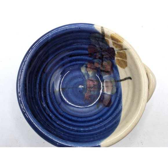 Kent Follette Studio Art Pottery Bowl one handle  Blue Cream Pink Signed - Picture 2 of 12